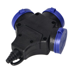 Grenuttagssplitter, stänksäker och stöttålig, IP44, 3x2P+Z, 16A, 230V AC.