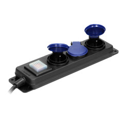 Förlängningssladd för verkstad med stänkskydd och strömbrytare IP44, 3 uttag 2P+Z IP44, gummikabel H05RR-F 3x1,5mm², längd 3m.