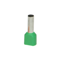 Isolerad dubbelhylsa, maximal tvärsnitt 6 mm², kopparhylsans längd 14 mm, blisterförpackning med 25 stycken.