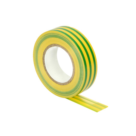 Ett set med 10 isoleringstejper 19mm, gul/grön, icke-flamresistent, tjocklek 0,13mm, längd 20m.