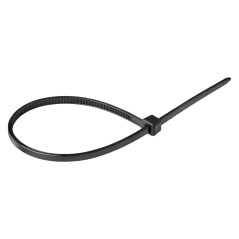 Kabelbindare, svart färg, UV-beständig, bredd 3,6 mm, längd 200 mm, 100 stycken.