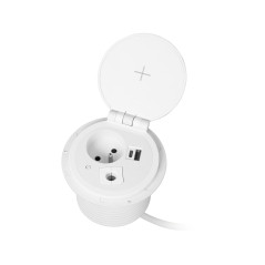 Möbeluttag med en induktionsladdare på 8 cm som är infällt i bordsskivan, med en USB-laddare med 2 uttag för A och C…