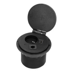 Möbeluttag med en induktionsladdare på 8 cm som är infällt i bordsskivan, med en USB-laddare med 2 uttag för A och C, samt en…