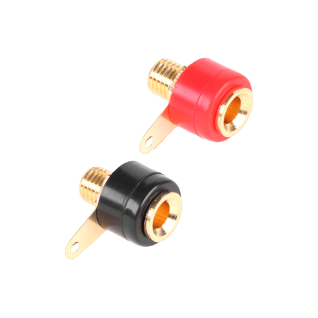 Banankontakt monteringshölje förgylld plast (svart/röd) Cabletech