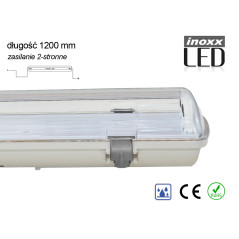 Industriellt vattentätt armatur IP65 LED 1x120cm T8 G13 dubbelmatad