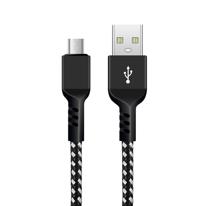 Kabel microUSB Maclean, som stöder snabbladdning 2.4A, dataöverföring, 5V/2.4A, svart, längd 1m, MCE473