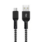 Kabel microUSB Maclean, som stöder snabbladdning 2.4A, dataöverföring, 5V/2.4A, svart, längd 1m, MCE473