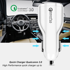 Bil laddare Maclean, Qualcomm Quick Charge, QC 3.0 - 5V/3A, 9V/1.8A, 12V/1.6A, Uttag 5V/3.1A, Vit, MCE478 W | HandlaSmidigt.se