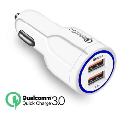 Bil laddare Maclean, Qualcomm Quick Charge, QC 3.0 - 5V/3A, 9V/1.8A, 12V/1.6A, Uttag 5V/3.1A, Vit, MCE478 W | HandlaSmidigt.se