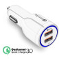 Bil laddare Maclean, Qualcomm Quick Charge, QC 3.0 - 5V/3A, 9V/1.8A, 12V/1.6A, Uttag 5V/3.1A, Vit, MCE478 W