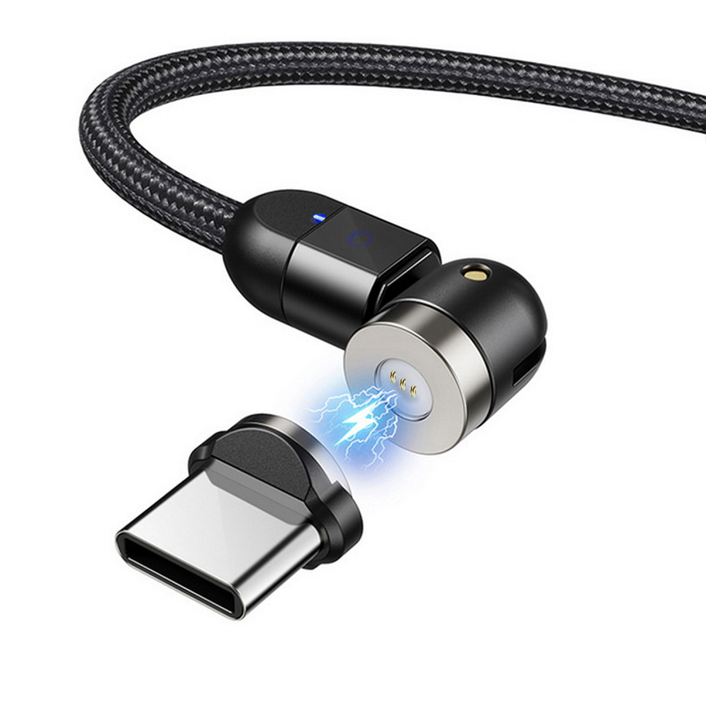 Magnetisk kabel Maclean, Vinklad, Stöder snabbladdning, USB C 3-i-1, 9V/2A, 5V/3A, Nylonfläta i svart färg, 1m, MCE474 Magnetisk kabel Maclean, Vinklad, Stöder snabbladdning, USB C 3-i-1, 9V/2A, 5V/3A, Nylonfläta i svart färg, 1m, MCE474