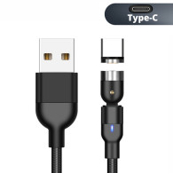 Magnetisk kabel Maclean, Vinklad, Stöder snabbladdning, USB C 3-i-1, 9V/2A, 5V/3A, Nylonfläta i svart färg, 1m, MCE474