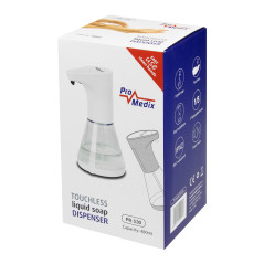 Automatisk dispenser Promedix, vätskebehållare för flytande tvål, desinfektionsmedel, 480 ml, 4xAA PR-530.