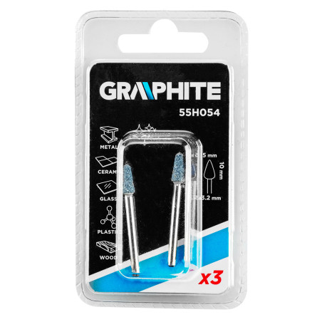 Slipsten kon 5 x 10 mm, skaft 3,2 mm, 3 st.