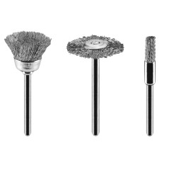 Stålborstar, penselborste, bägareborste, tallrikborste, set om 3 st.