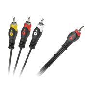Kabel Jack 3,5 mm fyrapolig 3 x RCA 3m