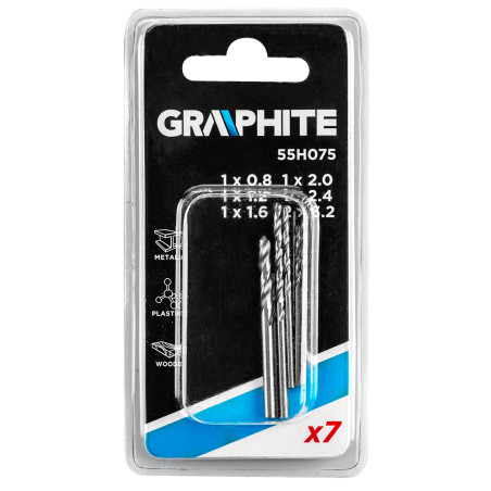 Precisionsborrar 0,8-3,2 mm, set med 7 stycken.