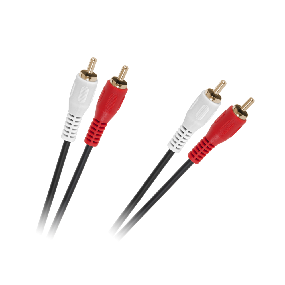 Kabel 2 x RCA - 2 x RCA 1,5m svart 4mm Kabel 2 x RCA - 2 x RCA 1,5m svart 4mm