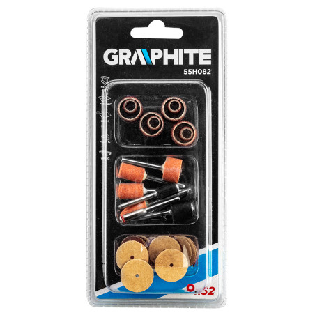 Tillbehör till minislipmaskin, slipband, stenar, sliprondeller, set med 52 delar.