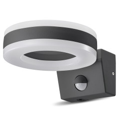 LED-lampa Maclean, väggmonterad, med PIR-sensor, PC+ALU, 20W, 1700lm, IP65, Neutral White 4000K, grå, MCE365 | HandlaSmidigt.se