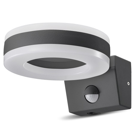 LED-lampa Maclean, väggmonterad, med PIR-sensor, PC+ALU, 20W, 1700lm, IP65, Neutral White 4000K, grå, MCE365 | HandlaSmidigt.se