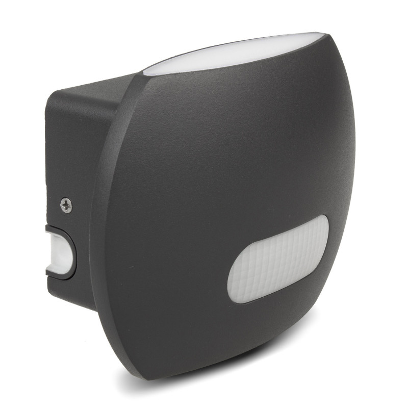 LED-lampa Maclean, Väggmonterad, Med PIR-sensor, PC+ALU, 20W, 1600lm, IP65, Neutralvit 4000K, Grå, MCE366