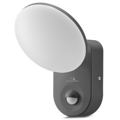 LED-lampa med PIR-sensor från Maclean, väggmonterad, med PIR-sensor, PC+ALU, 15W, 1100lm, IP65, Neutral White 4000K, grå…