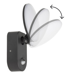 LED-lampa med PIR-sensor från Maclean, väggmonterad, med PIR-sensor, PC+ALU, 15W, 1100lm, IP65, Neutral White 4000K, grå…