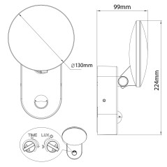 LED-lampa med PIR-sensor från Maclean, väggmonterad, med PIR-sensor, PC+ALU, 15W, 1100lm, IP65, Neutral White 4000K, grå…