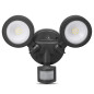LED-lampa Maclean, Väggmonterad, Med PIR-sensor, PC+ALU, 20W, 1900lm, IP65, Neutralvitt 4000K, Grå, MCE368