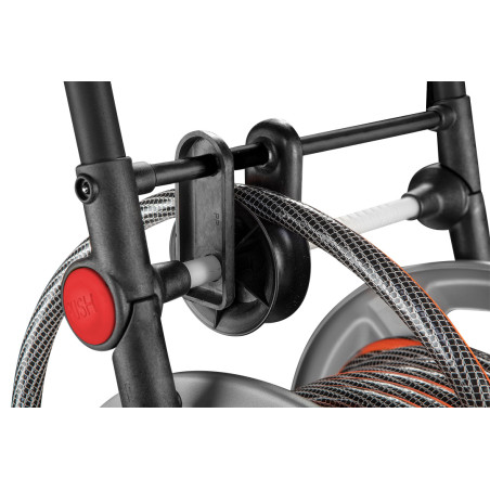 Vagn för trädgårdsslang, metall, för 60 m 1/2' slang, med slangguide.