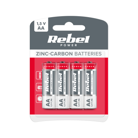 Zinkkolbatterier REBEL R6 4 st/pack