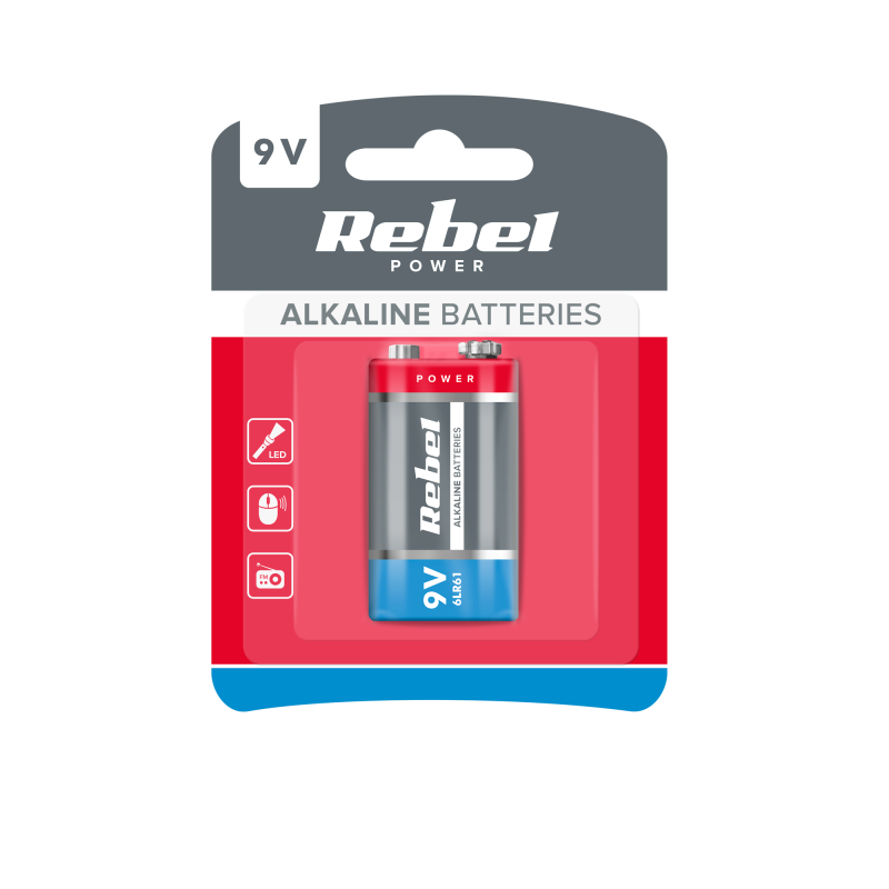 Alkaliska batterier REBEL 9V 6LR61