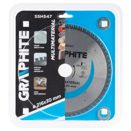 Skivklinga för såg, cirkelsåg, 216 x 30 mm, 60 tänder, universal