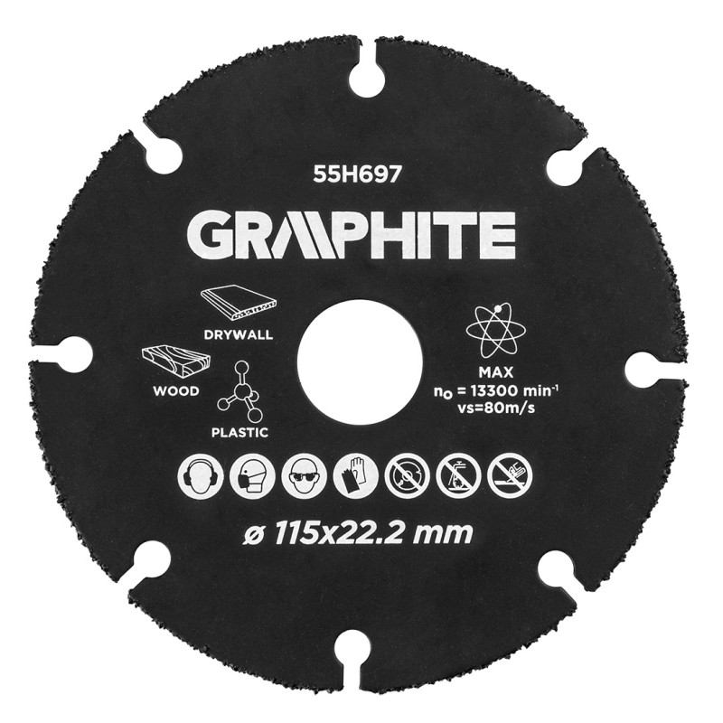 Skärskiva i hårdmetall för trä och plast 115 x 22,2 mm