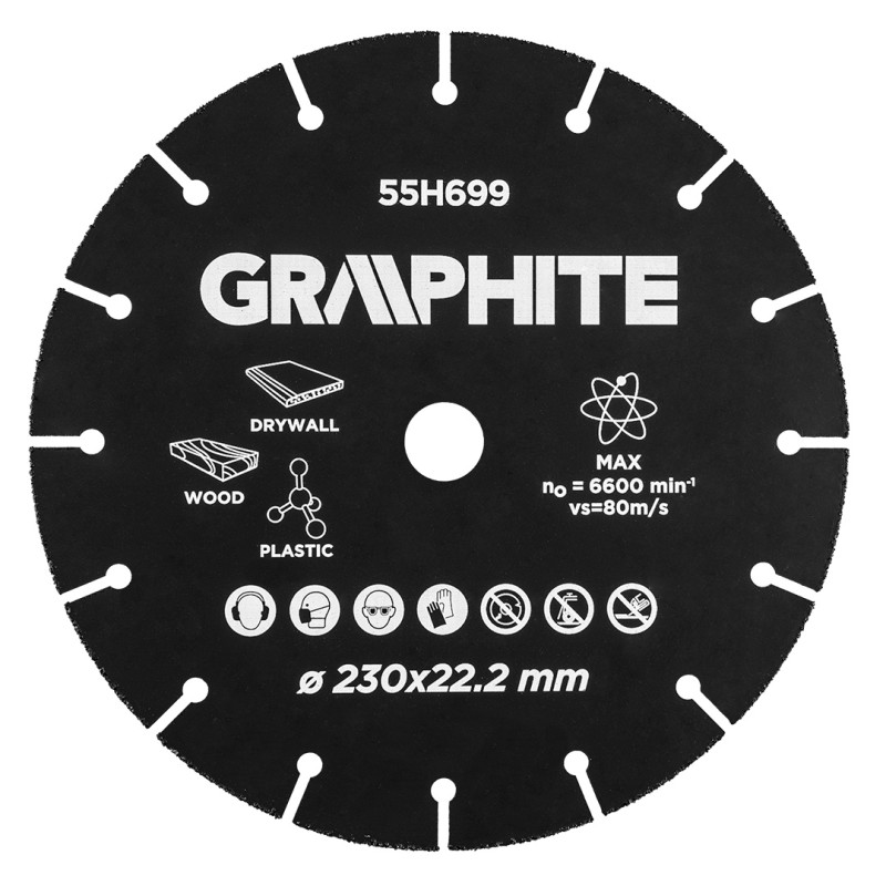 Skärskiva i hårdmetall för trä och plast 230 x 22,2 mm