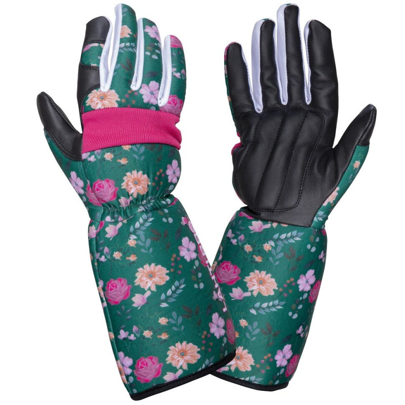 Handskar i grönt skinn, långa l272907p, kort, '7', ce, Lahti