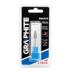 Fräs för metall HM, typ F (rundad spets), 8 x 18 mm, skaft 6 x 45 mm.