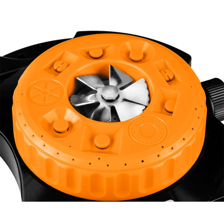 Trädgårdsspridare, 9-funktionell, med piggar för montering.