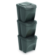 Set med korgar för sortering Sortibox 3x25L grå
