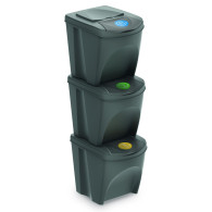 Set med korgar för sortering Sortibox 3x25L grå