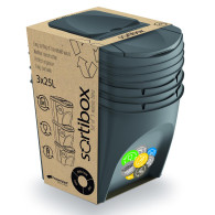 Set med korgar för sortering Sortibox 3x25L grå