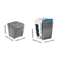 Set med korgar för sortering Sortibox 3x25L grå