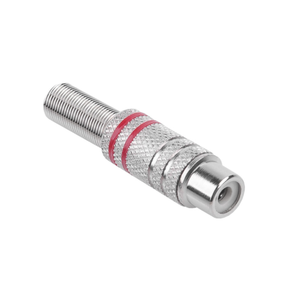 RCA-kontakt nickel 2 ränder på röd kabel RCA-kontakt nickel 2 ränder på röd kabel