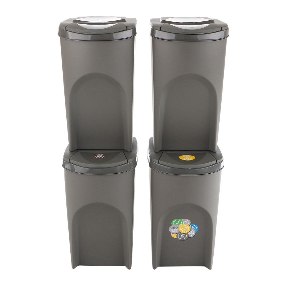 Set med korgar för sortering Sortibox 4x35L grå