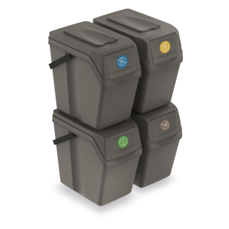 Set med korgar för sortering Sortibox 4x25L grå ISWB25S4