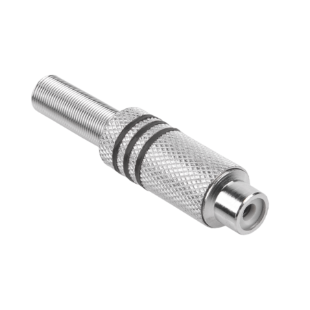 RCA-kontakt med tre silverband på svart kabel