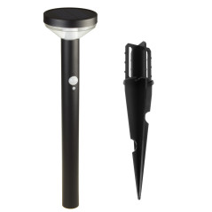 Solcellslampa LED Maclean med sensor, 3 lägen, uppladdningsbar, Li-ion 18650, IP44, 3,7V, 1200 mAh, Svart, MCE465 B