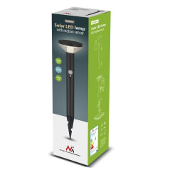 Solcellslampa LED Maclean med sensor, 3 lägen, uppladdningsbar, Li-ion 18650, IP44, 3,7V, 1200 mAh, Svart, MCE465 B