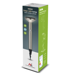 Solcellslampa LED Maclean med sensor, 3 lägen, uppladdningsbar, Li-ion 18650, IP44, 3,7V, 1200 mAh, Matt krom, MCE465 C/M